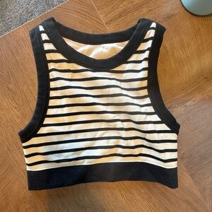 Aerie medium Striped Black and White Crop Top